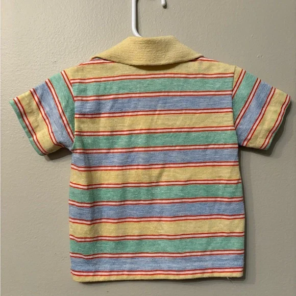 Vintage Healthtex 70s Striped Polo Shirt 2T USA Made Retro Kid Tee - Picture 4 of 6